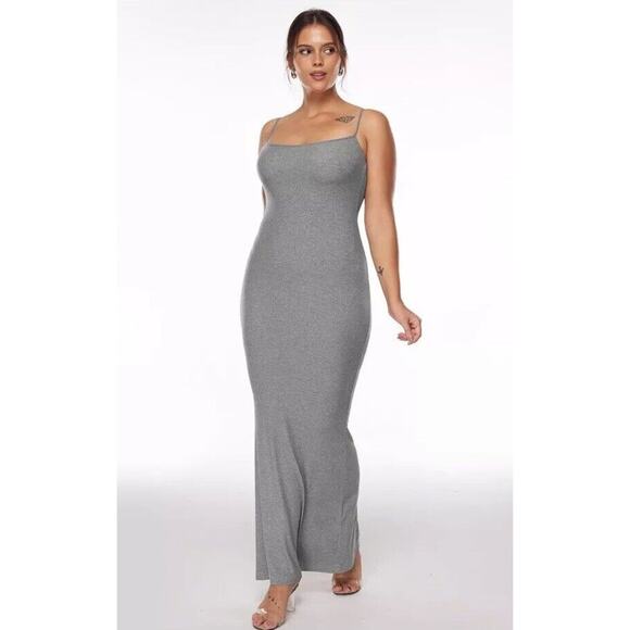 Women's Maxi Bodycon Dress Lounge Slip Spaghetti Strap Long Tank Ribbed Large - Picture 2 of 10